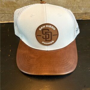 San Diego Padres White Hat Faux Brown Leather mesh Snapback cap Baseball MLB